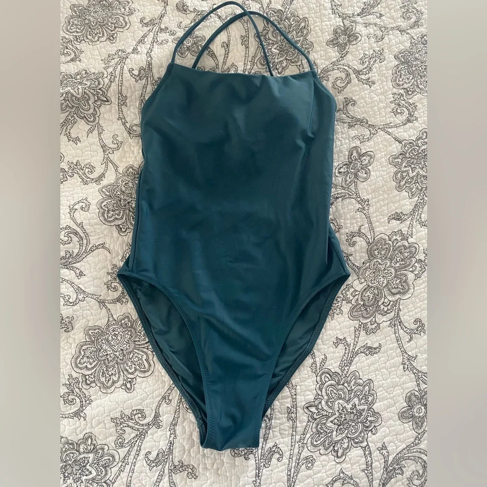 Girlfriend Collective swimsuit one piece dark blue teal small - Picture 2 of 12